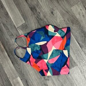 Old Navy Multicolor Abstract Scoop Neck Tankini Top